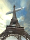 Eiffel Tower with Airship