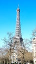 Eiffel tower behind trees in Winter Royalty Free Stock Photo