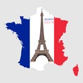 Eiffel Tower Black Silhouette Vector Illustration. Happy Bastille Day, 14 July. Viva France National Day Royalty Free Stock Photo