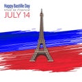 Eiffel Tower Black Silhouette Vector Illustration. Happy Bastille Day, 14 July. Viva France National Day Royalty Free Stock Photo