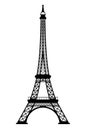 Eiffel tower black silhouette on white background Royalty Free Stock Photo