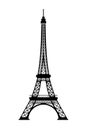 Eiffel tower black silhouette on white background Royalty Free Stock Photo