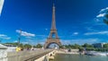 Eiffel Tower with bridge over Siene river in Paris timelapse hyperlapse, France Royalty Free Stock Photo