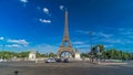 Eiffel Tower with bridge over Siene river in Paris timelapse hyperlapse, France Royalty Free Stock Photo