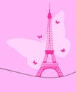 Eiffel tower with butterflies pattern for postcards and booklets. Vector Royalty Free Stock Photo