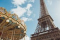 Eiffel tower and carousel Royalty Free Stock Photo