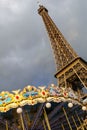 Eiffel Tower and Carousel Royalty Free Stock Photo