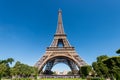 Eiffel Tower from the Champ de Mars gardens in summer. Royalty Free Stock Photo