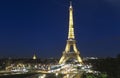 The Eiffel Tower on Champs de Mars in Paris, France at the evening Royalty Free Stock Photo