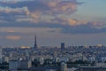 Eiffel Tower and Cityscape of Paris in a Sunny and Cloudy Day From Above Royalty Free Stock Photo