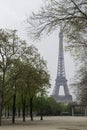 Eiffel Tower on a cloudy spring day