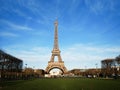 Eiffel Tower on cold winter day with blue sky Royalty Free Stock Photo