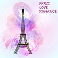 Eiffel tower on colorful background.