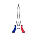 Eiffel Tower in colors of flag of France isolated on white background Royalty Free Stock Photo