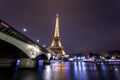 Eiffel Tower and d`Iena Bridge at night, Paris, France Royalty Free Stock Photo