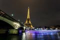 Eiffel Tower and d`Iena Bridge at night, Paris, France Royalty Free Stock Photo