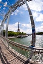The Eiffel tower, the Seine and the sun Royalty Free Stock Photo