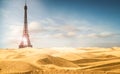 Eiffel Tower in a desert Royalty Free Stock Photo