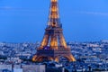 The Eiffel Tower , Europe, France, Ile de France, Paris, in summer, on a sunny day