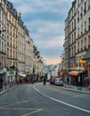 The eiffel tower in the evening behide the parisian building in Paris, france