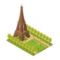 Eiffel Tower Famous Landmark of Paris Isometric View. Vector Royalty Free Stock Photo