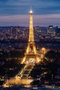 Eiffel tower, famous landmark and travel destination in Paris, France at night in summer Royalty Free Stock Photo