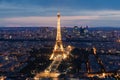 Eiffel tower, famous landmark and travel destination in Paris, France at night in summer