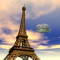 Eiffel Tower with Fantasy Airship