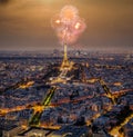 Eiffel tower with fireworks, celebrations of the New Year in Paris, France Royalty Free Stock Photo