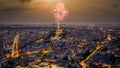 Eiffel tower with fireworks, celebrations of the New Year in Paris, France Royalty Free Stock Photo