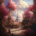 Eiffel Tower in flower darden