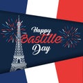 eiffel tower with france flag and fireworks decoration