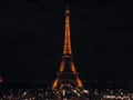 The Eiffel Tower (French tour Eiffel) at night, wrought-iron lattice tower on the Champ de Mars in Paris, France Royalty Free Stock Photo
