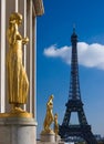 Eiffel Tower Gilded Statues Royalty Free Stock Photo
