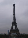 Eiffel Tower on a gloomy day in the evening