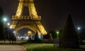 Eiffel tower with golden illumination by night in Paris Royalty Free Stock Photo