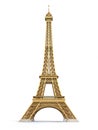 Eiffel Tower golden isolated on a white background Royalty Free Stock Photo