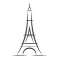 Eiffel tower icon isolated on white background. French Paris towers black silhouettes vector illustration