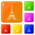 Eiffel tower icons set vector color Royalty Free Stock Photo