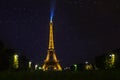 The Eiffel Tower illuminated at night