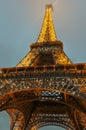 The Eiffel Tower illuminated, Paris, France