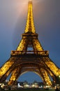 The Eiffel Tower illuminated, Paris, France