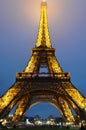 The Eiffel Tower illuminated, Paris, France