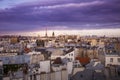 Eiffel Tower and Invalides in Paris Skyline at dramatic evening, France Royalty Free Stock Photo