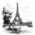 Eiffel Tower isolate 3D model. Eiffel Tower in Paris illustration art print. Royalty Free Stock Photo