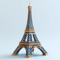Eiffel Tower isolate 3D model. Eiffel Tower in Paris illustration art print. Royalty Free Stock Photo