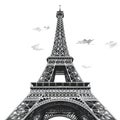 Eiffel Tower isolate 3D model. Eiffel Tower in Paris illustration art print. Royalty Free Stock Photo