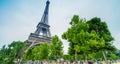 The Eiffel Tower and its magnificent gardens in summertime