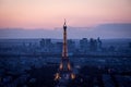 Eiffel tower with its majestic beauty i paris by sunset in the middle of the city cityscape