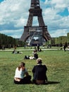 The Eiffel tower, landmark and the most famous monument in Paris, France